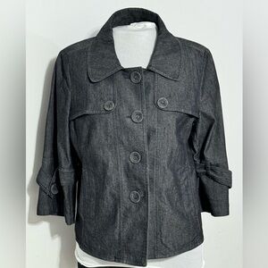 Sandro Sportswear Blazer Jacket Women's M Black Flared Waist Button Up